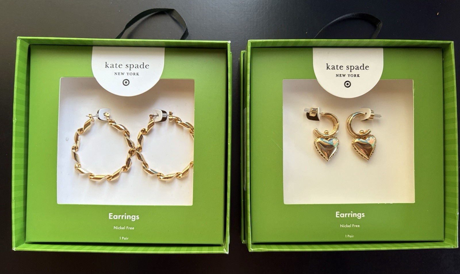New In Box Kate Spade x Target Earrings – Ballon Heart Drop & Hoops