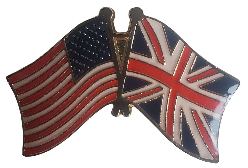 Wholesale Pack of 3 USA & United Kingdom Friendship Flag Bike Hat Cap lapel Pin