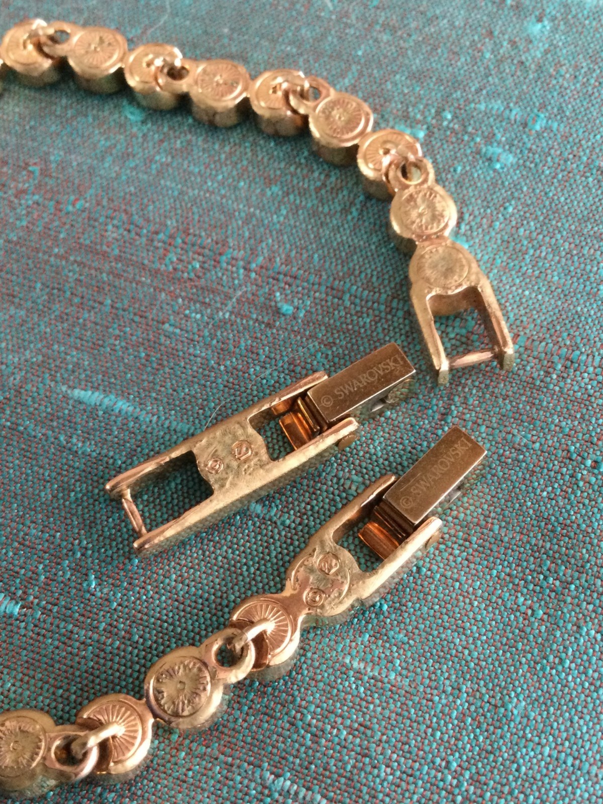 Genuine Signed Swarovski Vintage Gold Tennis Bracelet PLEASE READ DESCRIPTION