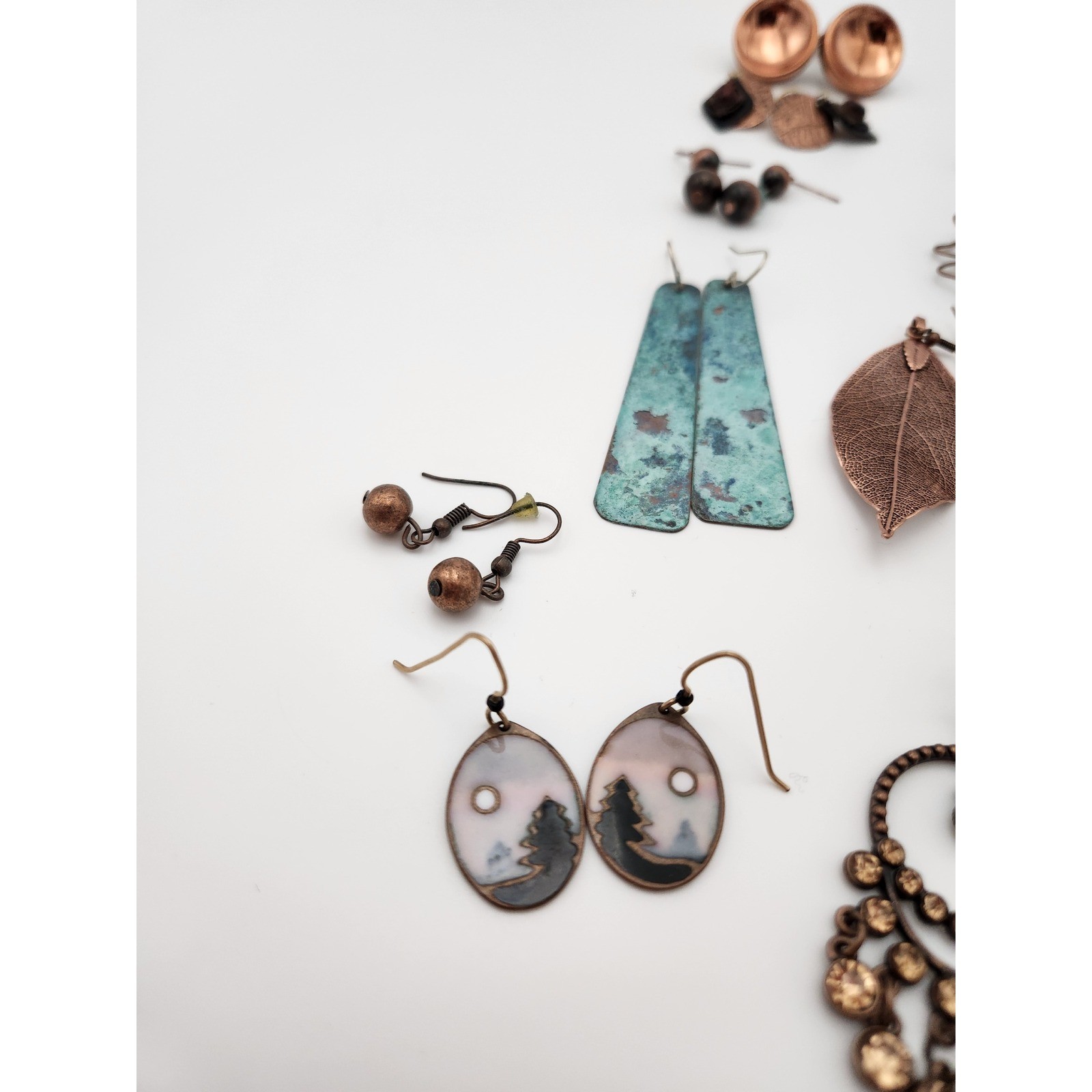 Unbranded Earring Lot Women OS Copper Mixed Boho Nature Enamel Leaf Chandelier
