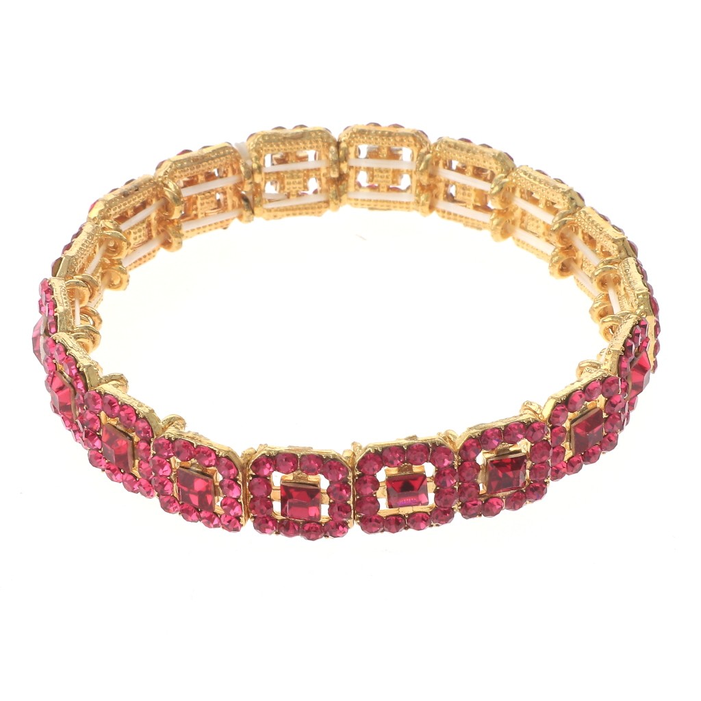 Gold Tone Alloy Metal Rhinestone Stretch Bracelet ESB4559-FUS