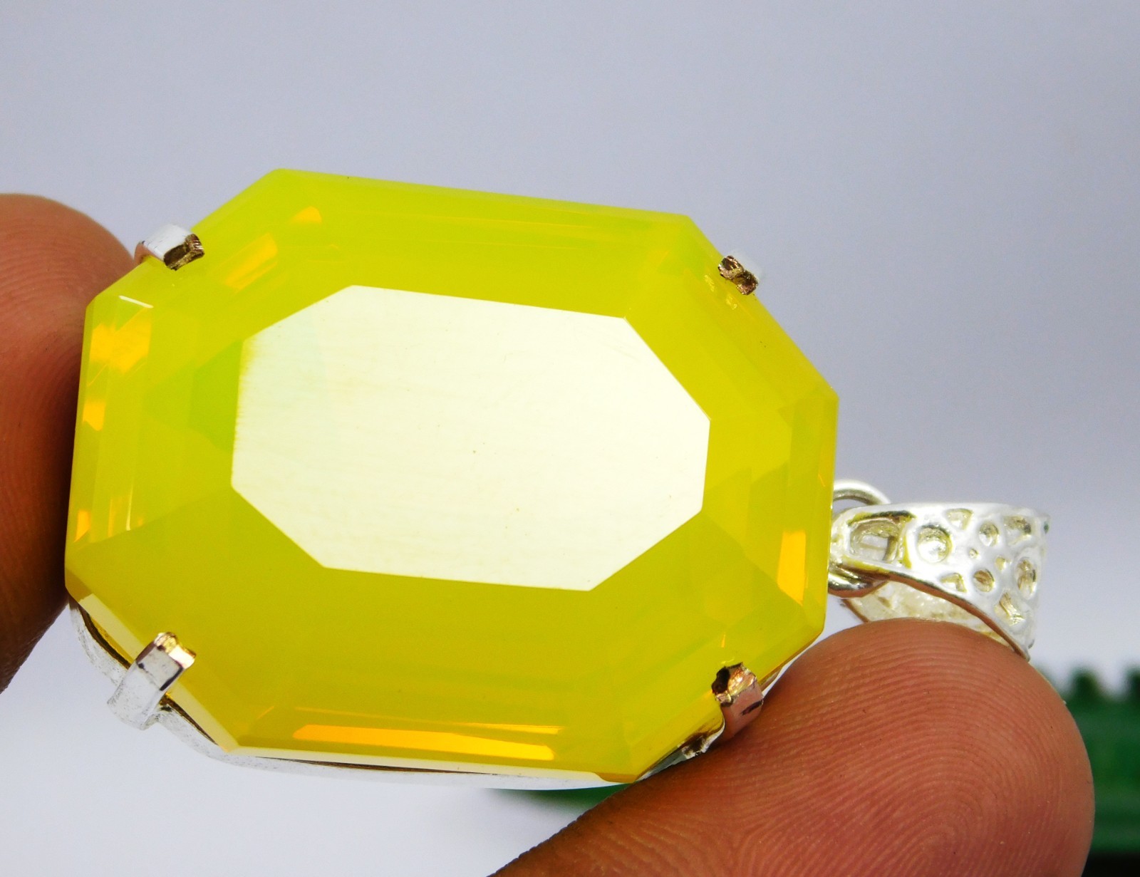 156.20 Ct Natural Yellow Fire Opal Solid Silver PENDANT Loose Gemstone