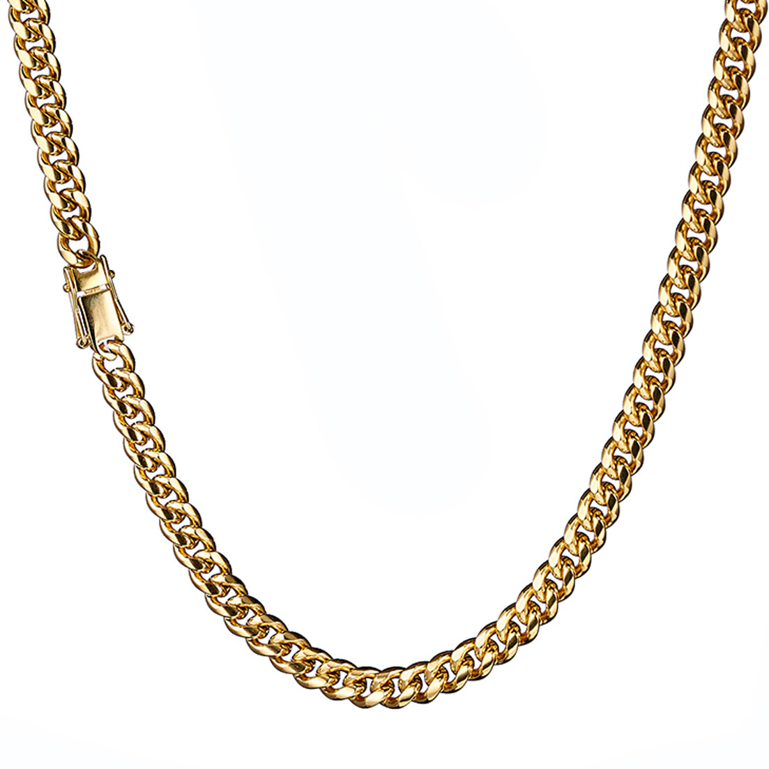 6-18mm Hip Hop 18K Gold Tone Stainless Steel Men Miami Cuban Link Chain Necklace