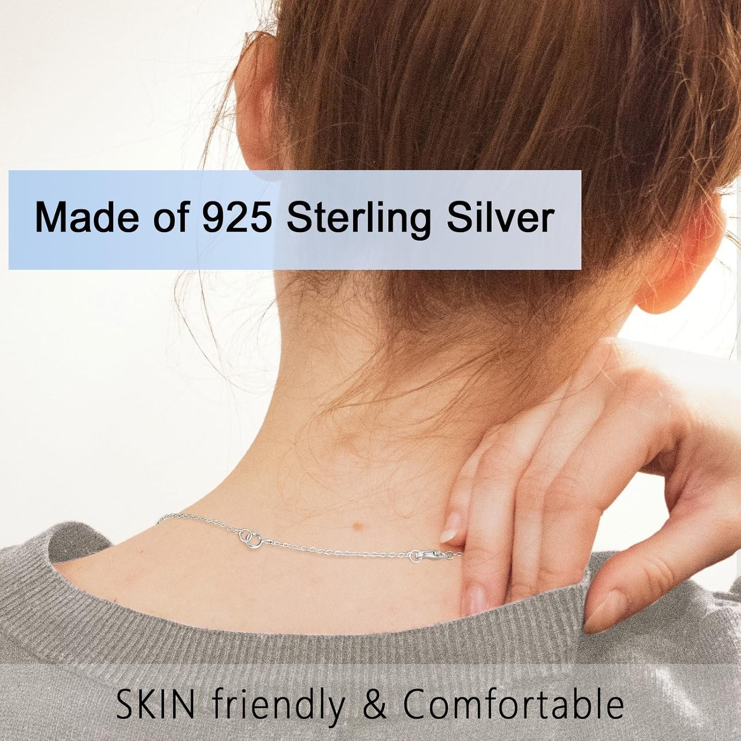 Silver Necklace Extenders for Women, 925 Sterling Silver Necklace Extender Ch…