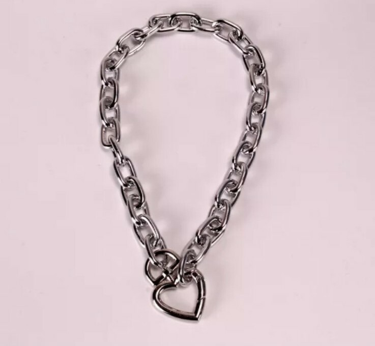Necklace Chunky Choker Punk, nickel free in silver