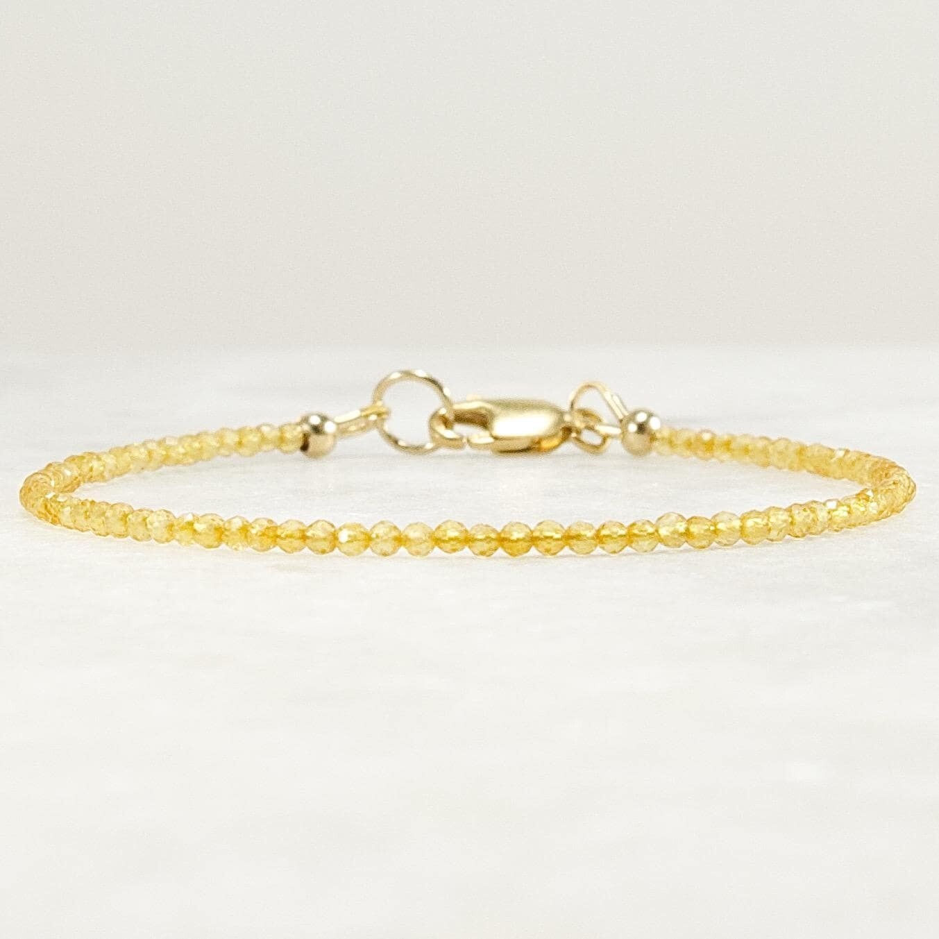 Citrine Bracelet Tiny Beads November Birthstone Birthday Gift for Her Stacking M
