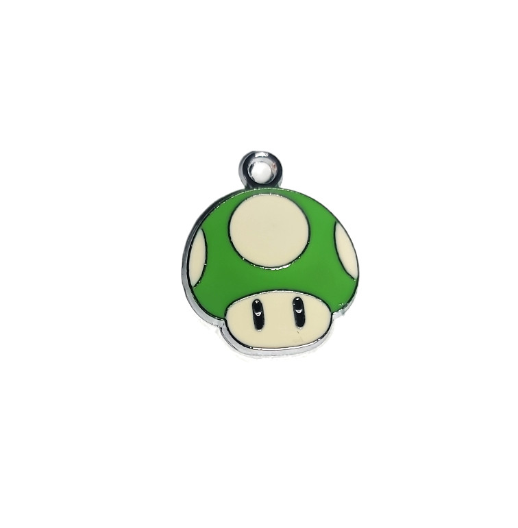Mario Bros Green Mushroom Pendant 0.75″