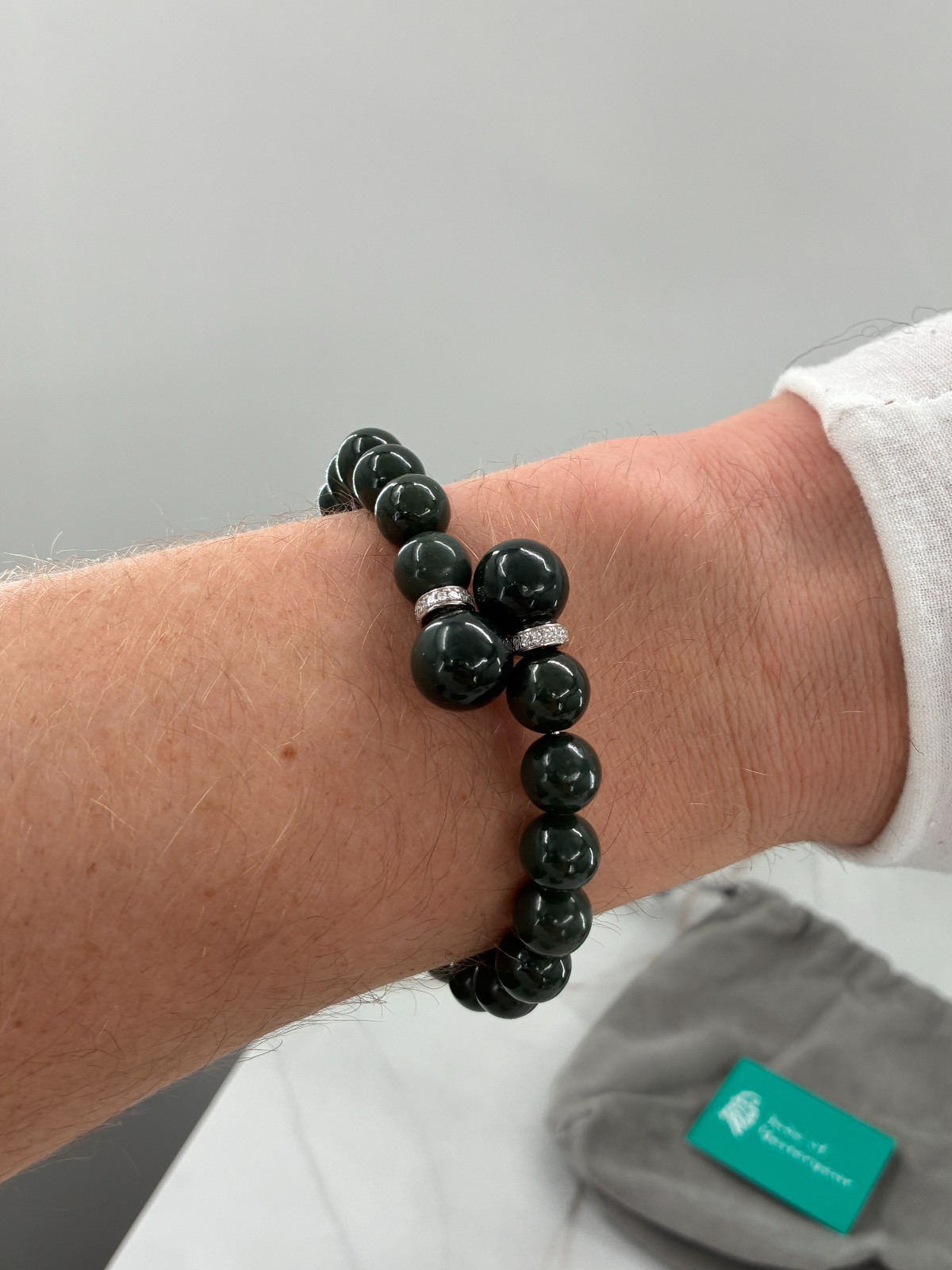 Nephrite Jade of Yesteryear Bypass Bracelet CZ Pave Stones Sterling Stella Chow
