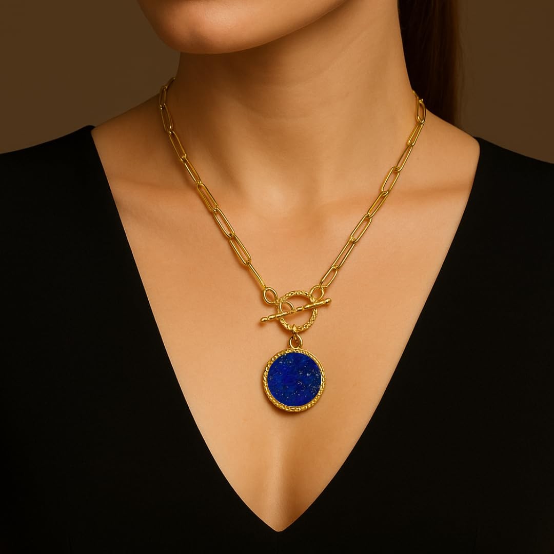 Gempires Handcrafted Lapis Lazuli Pendant Necklace for Women Natural Gemstone…