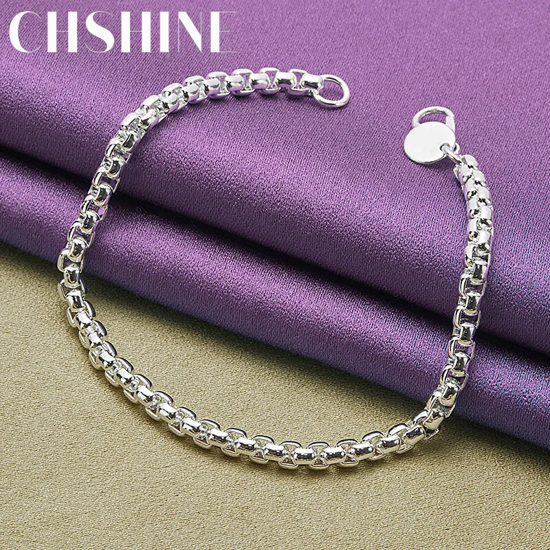 CHSHINE 925 Sterling Silver Exquisite 4mm Chain Bracelet Fashion Charm Jewelry