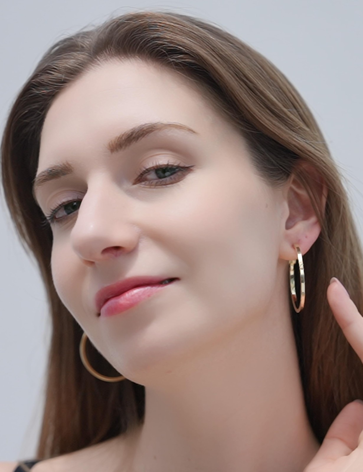 Trendy 14K Gold Clip-On Hoop Earrings for Women, Large Lightweight Non-Pierced E