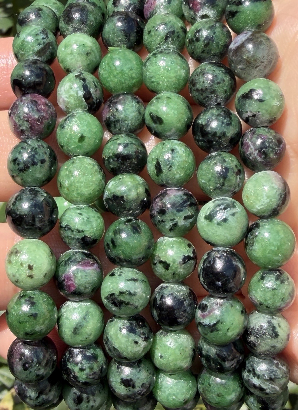 Wholesale 6 Pcs Natural Ruby Zoisite 8mm 7.5” Crystal Healing Stretch Bracelet