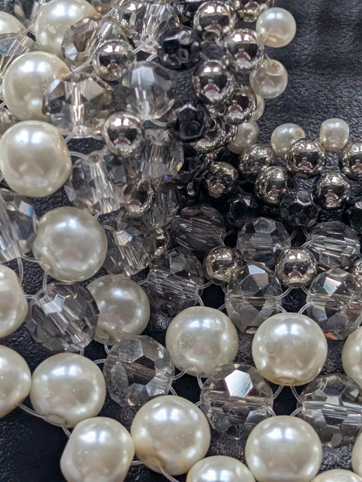 Statement Oasis Beaded Choker/Collar Necklace Silver Tone Pearl+ 18″ Long & 140g