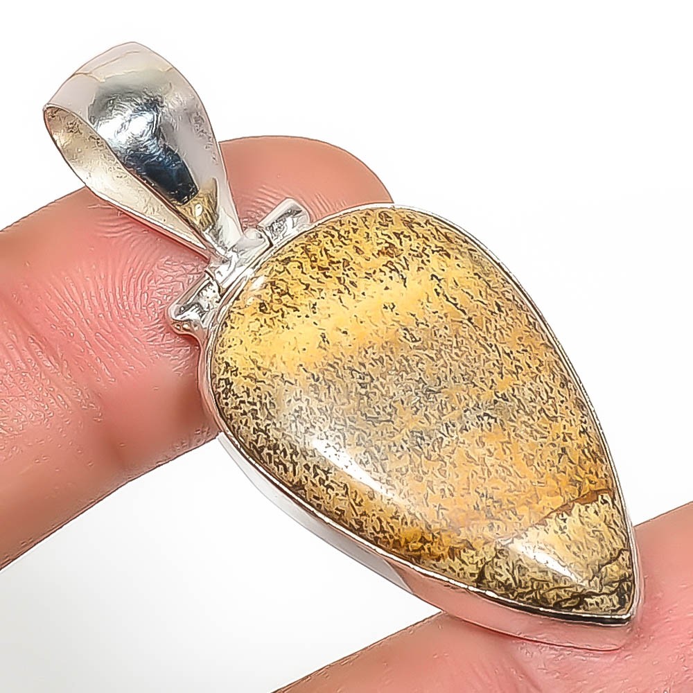 Natural Picture Jasper Gemstone 925 Silver Plated Pendant 1.95″ Tp7785-622