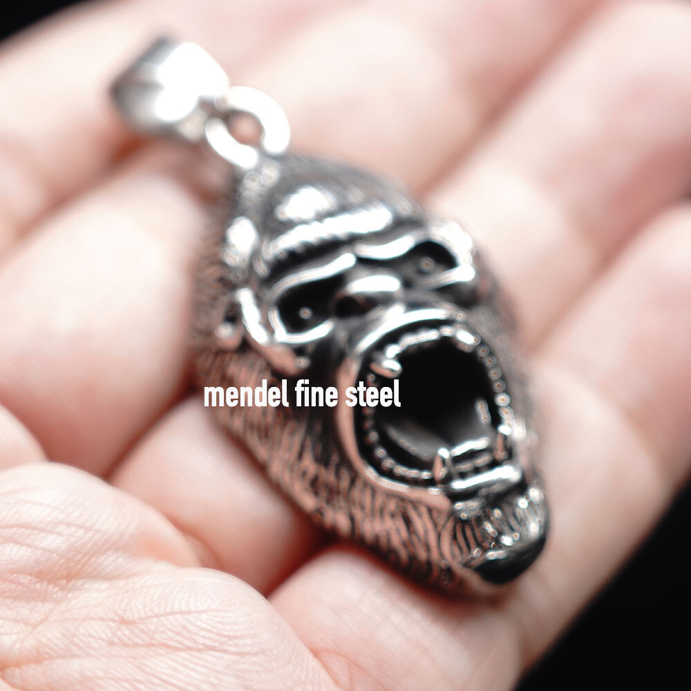 MENDEL Boys Men’s Stainless Steel King Kong Ape Monkey Pendant Necklace For Men