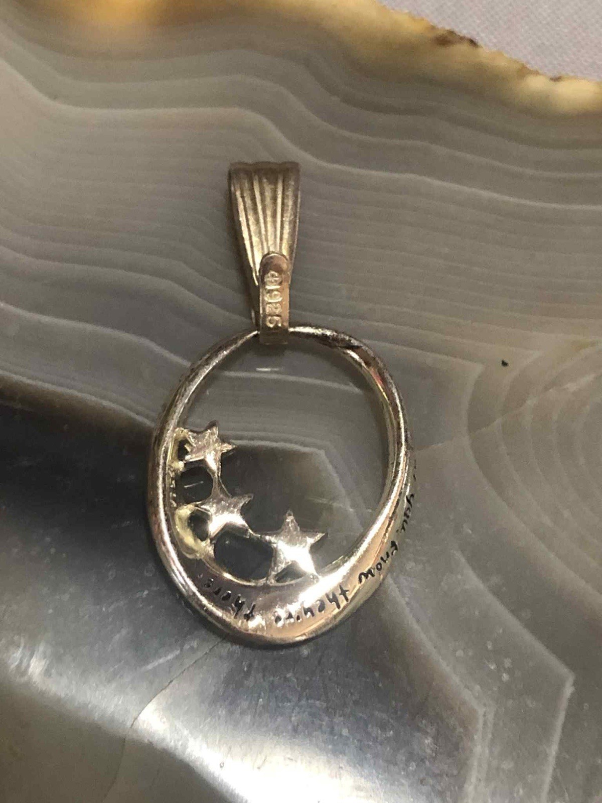 Stirling Silver, I Love You To The Moon And Back Pendant Stars