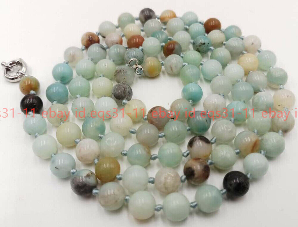 6/8/10mm Natural Multicolor Amazonite Round Gemstone Beads Necklace 18-36”