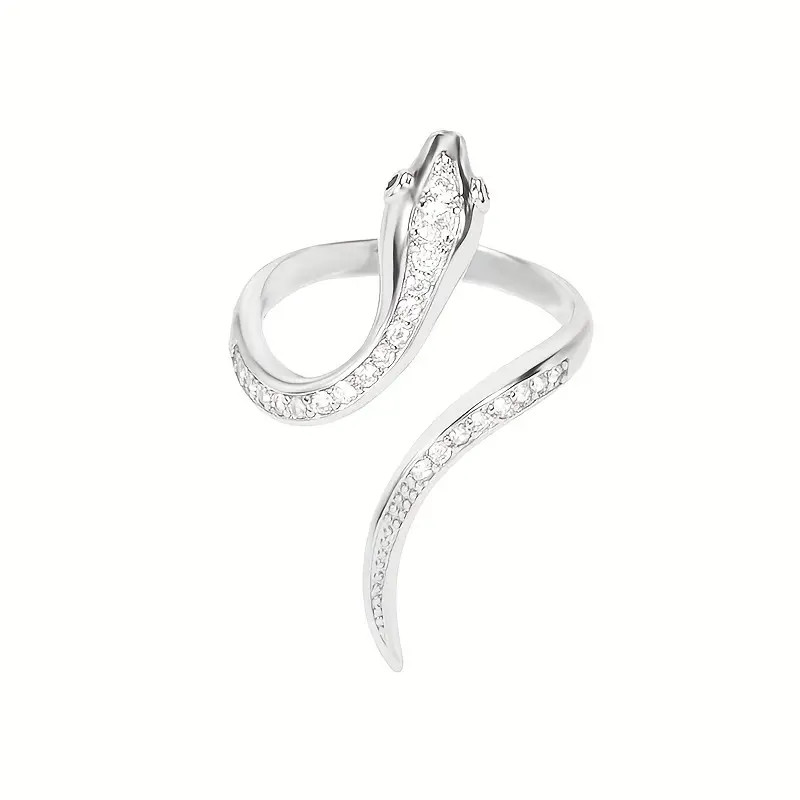 1pc New Trend 2025 Fashion Simple Luxury Style Snake Shape Women Rhinestone Ring