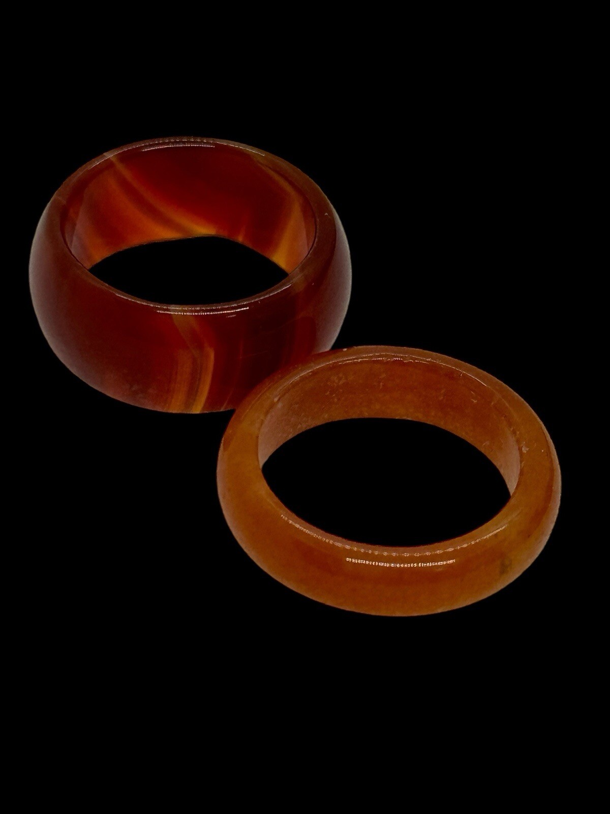 Red Carnelian Agate Band Ring Lot Stackable 2 Rings Size 7
