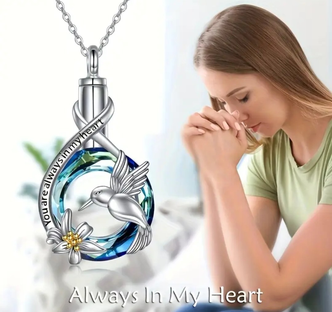 Cremation Jewelry Cylinder Urn Birds Love Stainless Necklace Pendant for Ashes