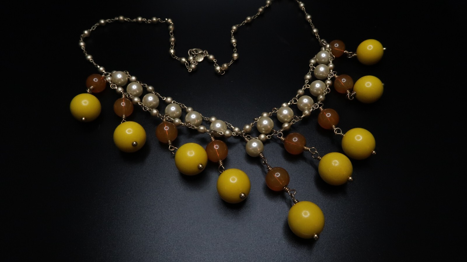 27 inch J Crew Yellow Bead Statement Necklace NB8