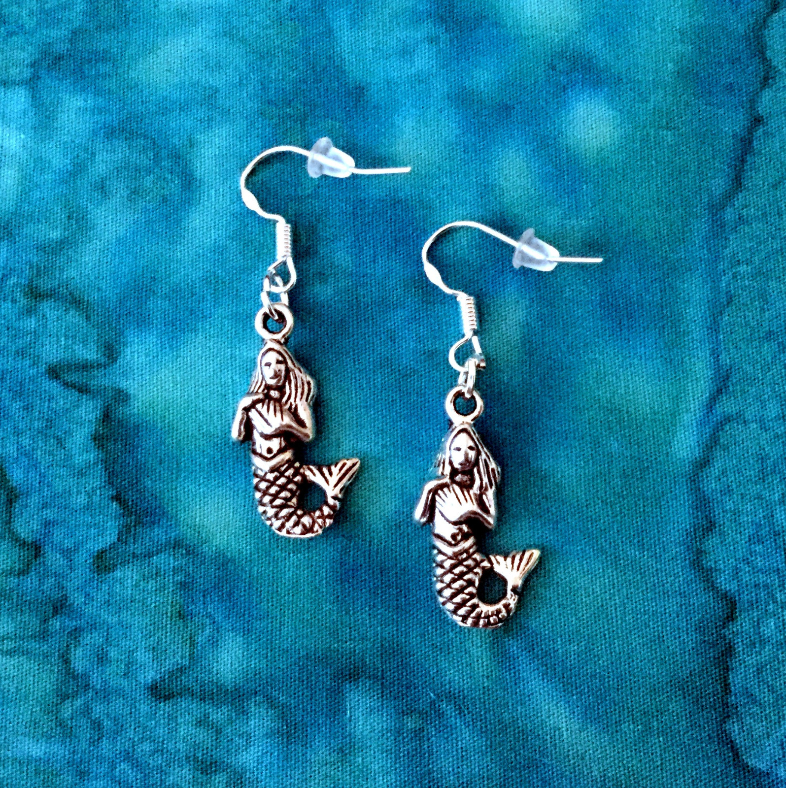BUY 2 GET 1 FREE~LITTLE SILVER MERMAID OCEAN BEACH SUMMER EARRINGS~STERLING HOOK