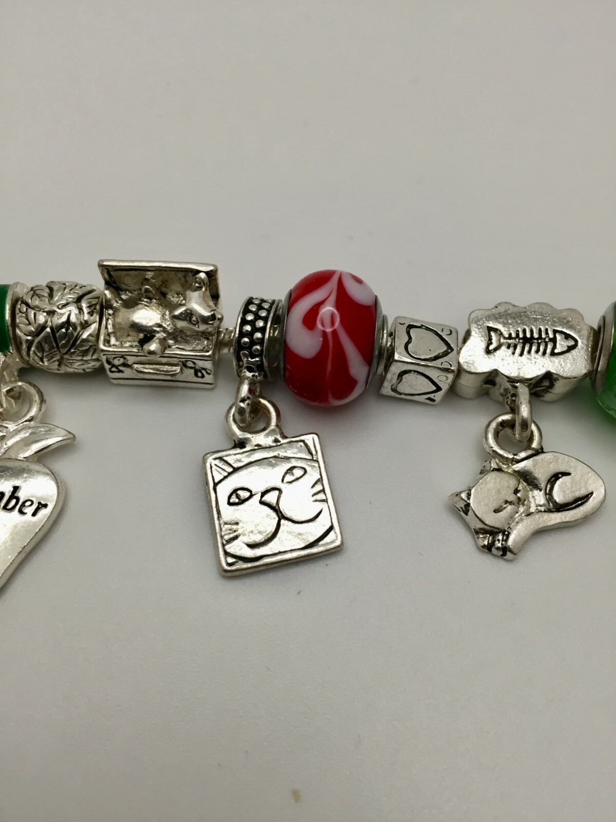 RARE Willabee and Ward Fall Apples Fish Kitten Kitty Cat Animal Charm Bracelet