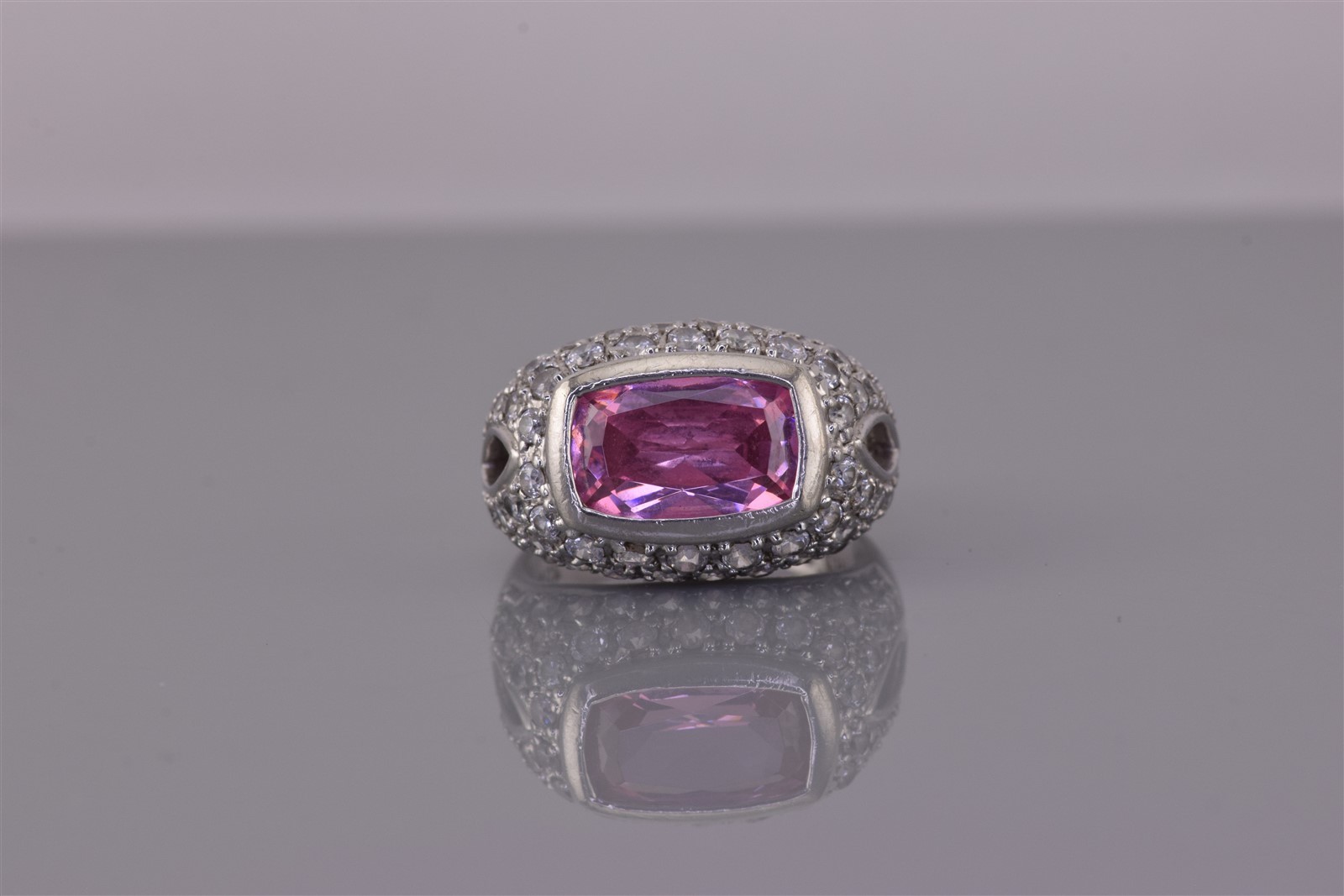 Ross Simon Sterling Silver Pink & White Cubic Zirconia Band Ring 925 Sz: 6