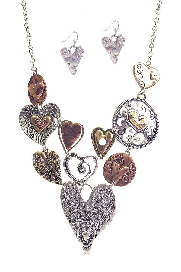 Artistic Masterpiece Heart Necklace Women’s Gold Plated Pendant Quality 20″ Long
