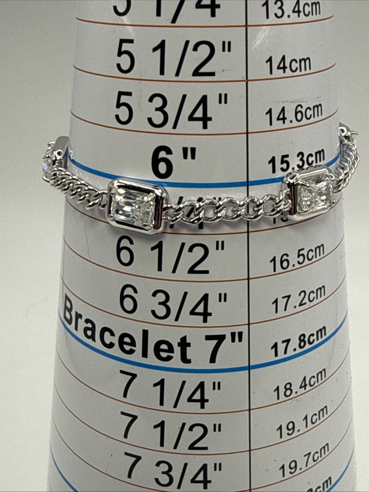 STERLING SILVER .925 CZ JCL Rectangle LINK bracelet