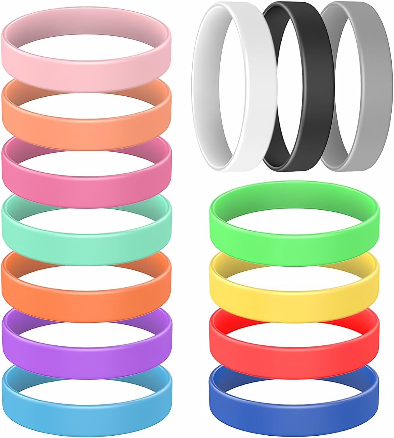 14 Pcs Rubber Bracelets, Silicone Bracelet Men Rubber Wristbands, 14 Color Mixe