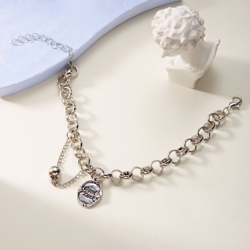 925 Silver Good Lucky Beaded Thick Chain Bracelet Adjustable Bangle Women Gifts