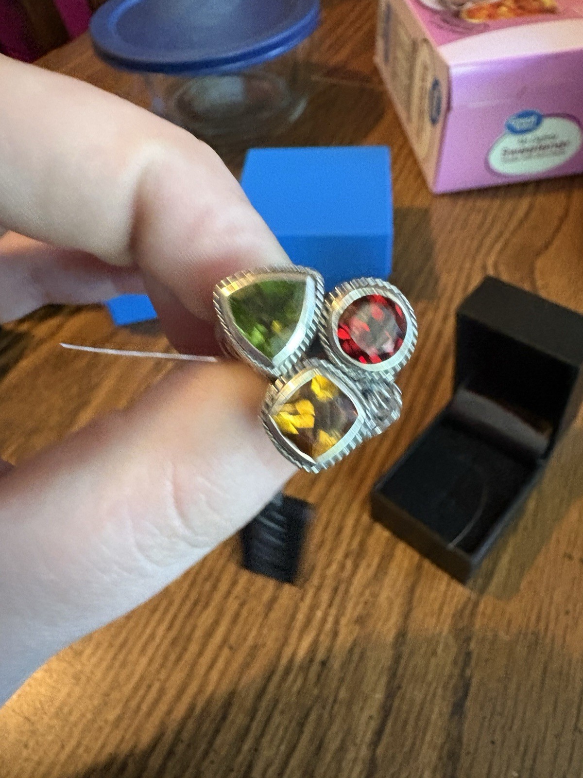 Samuel B STERLING SILVER THREE STONE AUTUMN RING