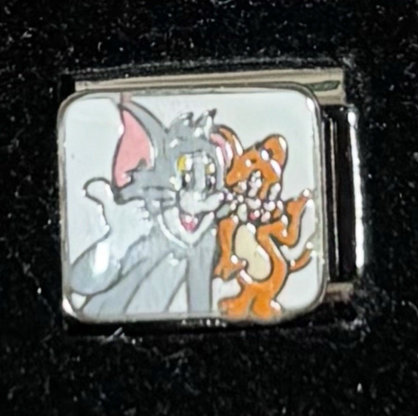 Tom and Jerry Cartoon Italian Charm Enamel Link 9MM K22 Rare