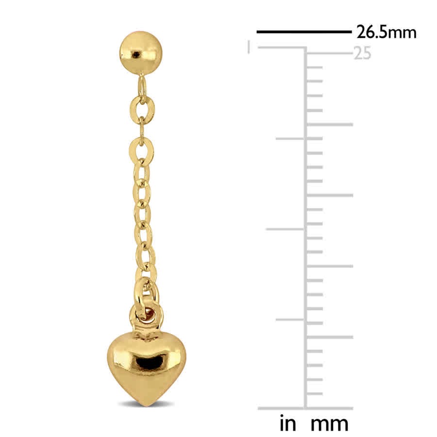 Amour Heart Drop Earrings in 14k Yellow Gold