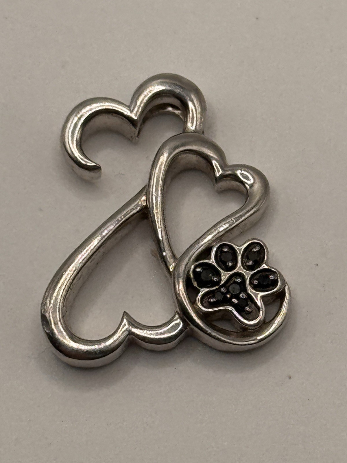 Open Hearts Jane Seymour Black Diamond Motherly Love Paw Pendant Sterling Silver