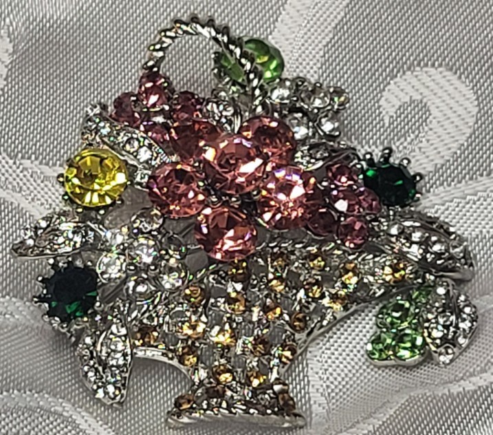 Brooch Rhinestone Basket Brooch Modern Pin New