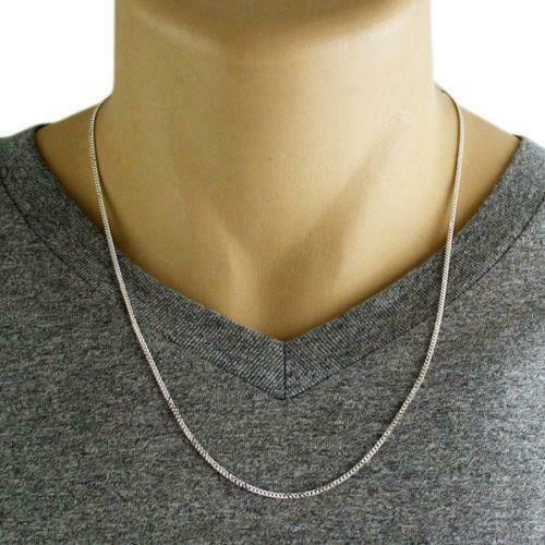 925 Solid Sterling Silver Curb Cuban Men’s Women’s 2MM Chain Necklace 925 Italy