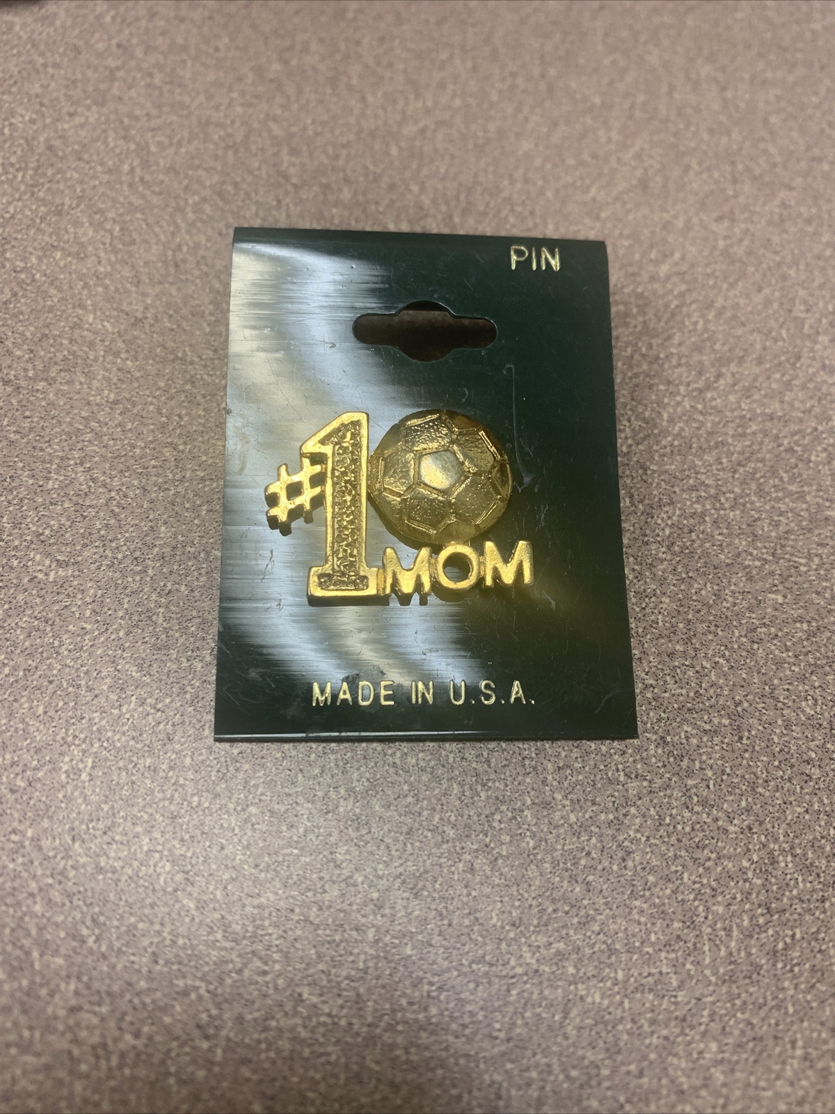 NEW #1 Soccer MOM Pin Yellow Plated