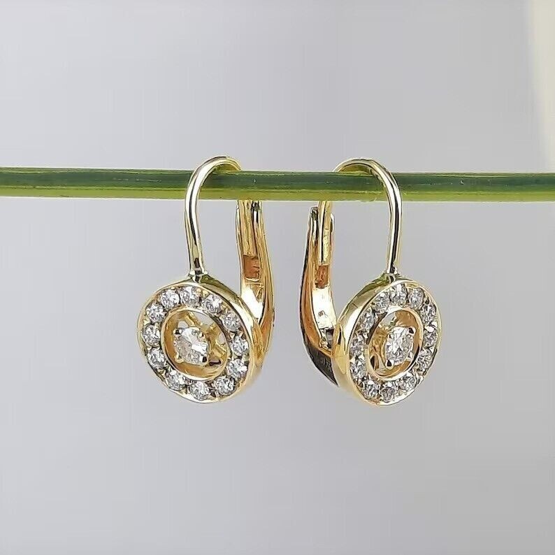 2Ct Round Cut Simulated Diamond Drop Stunning Earrings In 14K Yellow Gold Plated
