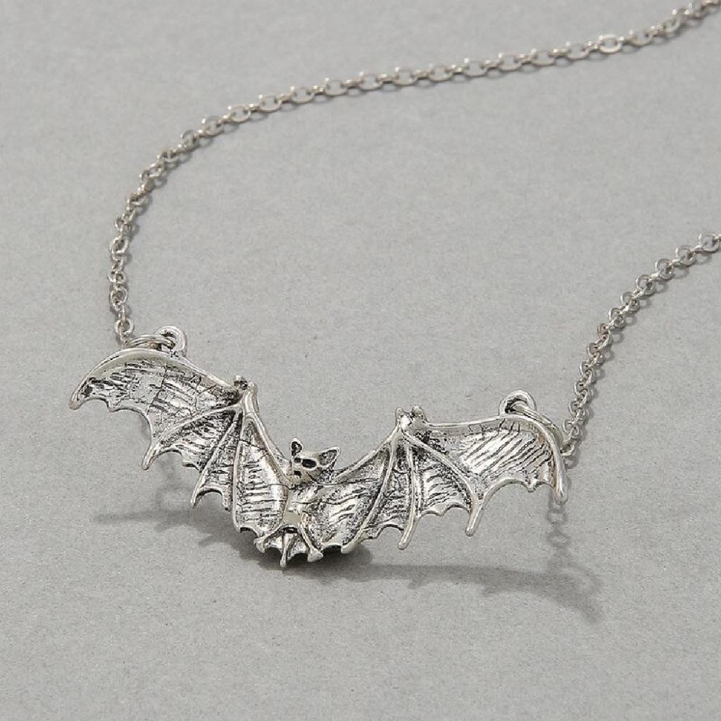 BAT NECKLACE 16″ Chain Flying Wings Spread Charm Pendant Vampire Halloween NEW