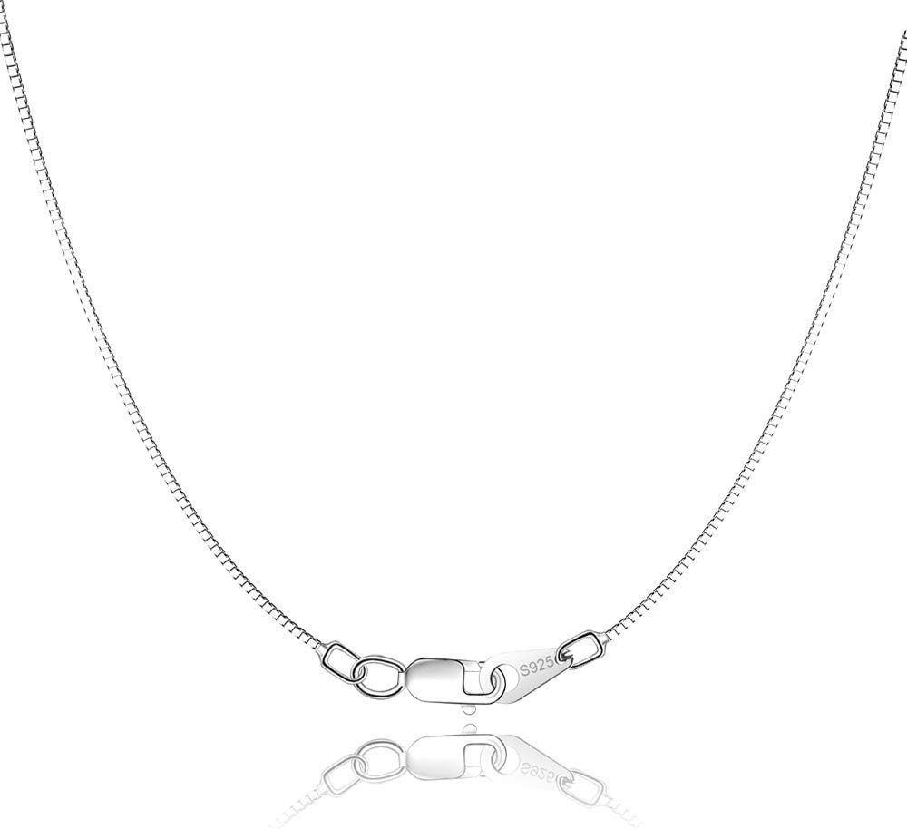 Stylish 0.8mm Box Chain Necklace – 18K Gold Plated Sterling Silver Charm Holder