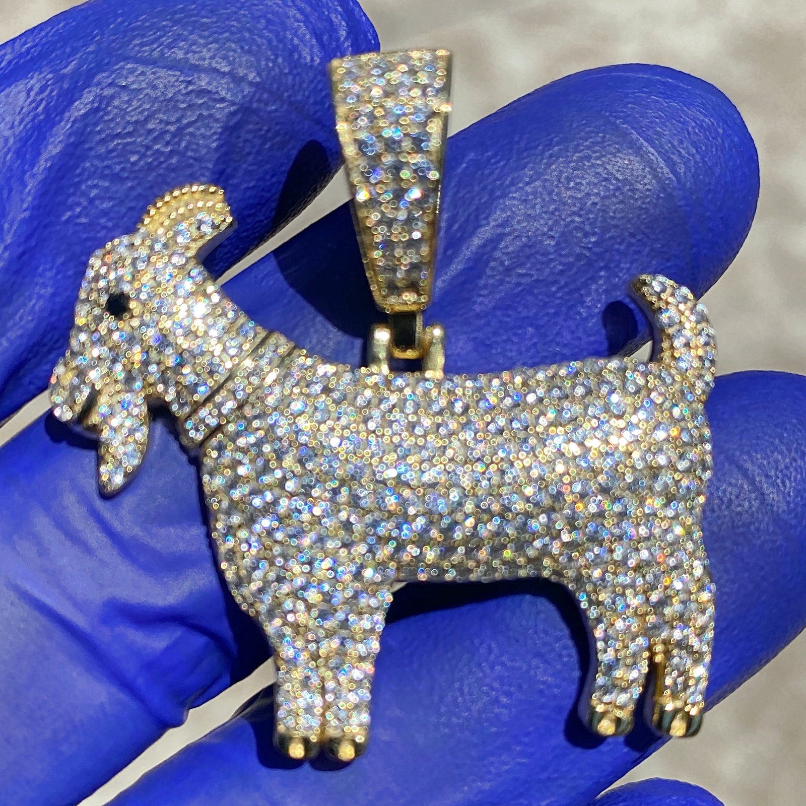Men’s Gold Plated 925 Sterling Silver GOAT Iced CZ Flooded Out Hip Hop Pendant