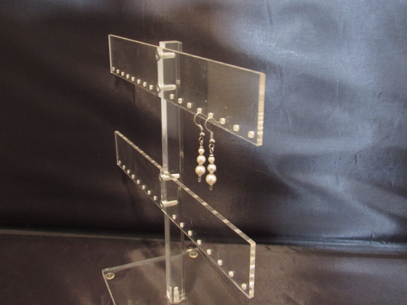 Silver Hook Earrings with Three Dangling White Faux Pearls