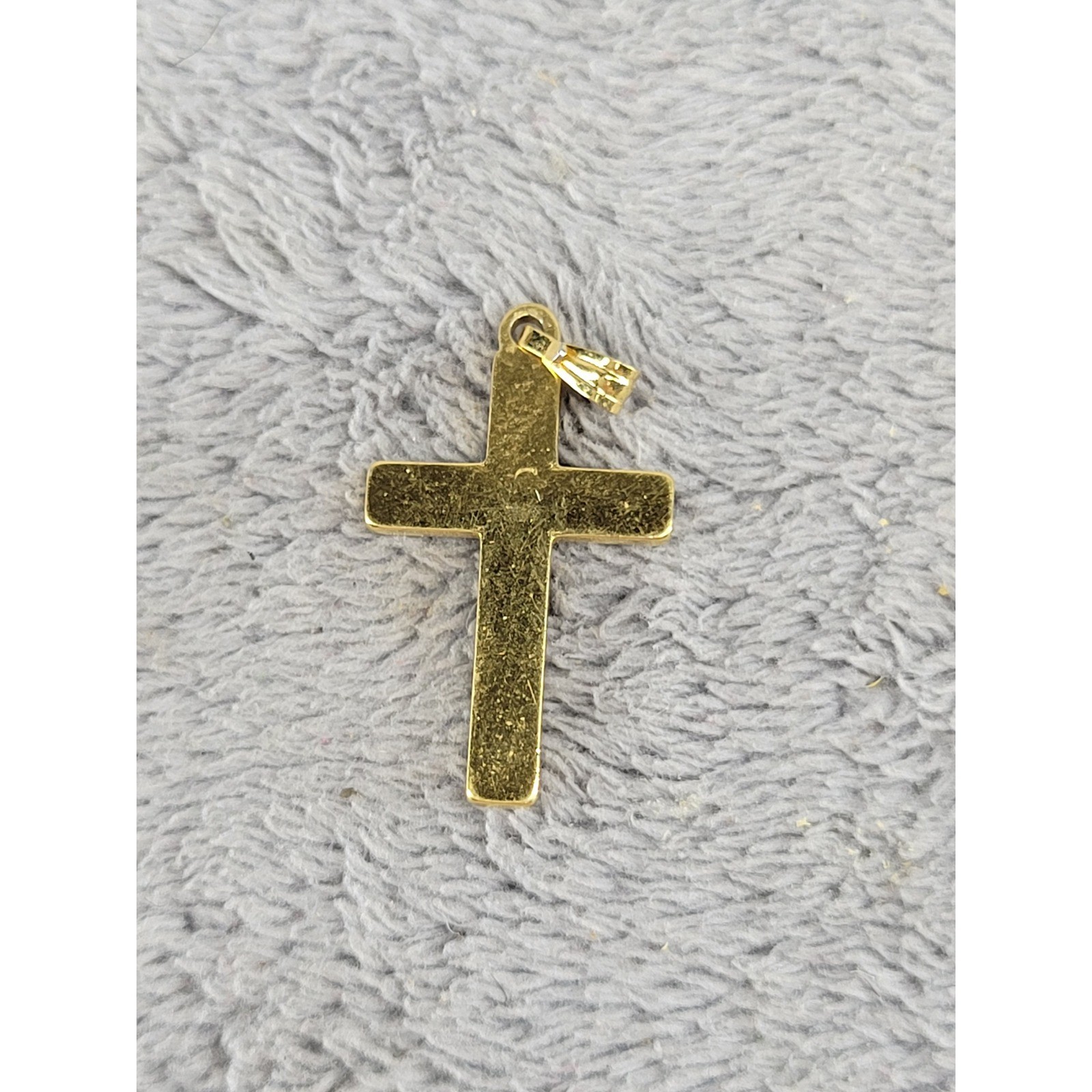 Gold Tone Cross Pendant Charm with Center Clear Stone Religious Jewelry 1.25 In