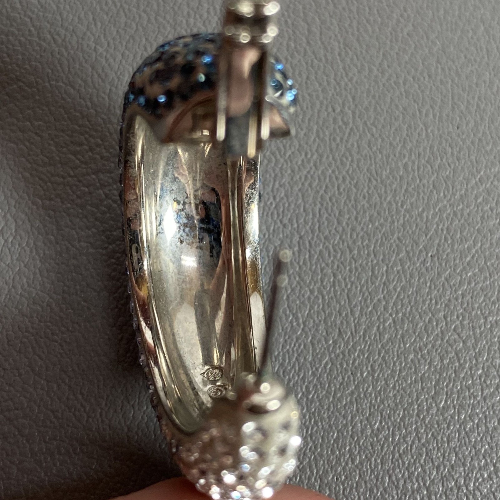 Swarovski Palladium-Plated Dark/Sky Blue Gradient Crystal Hoop Pierced Earrings