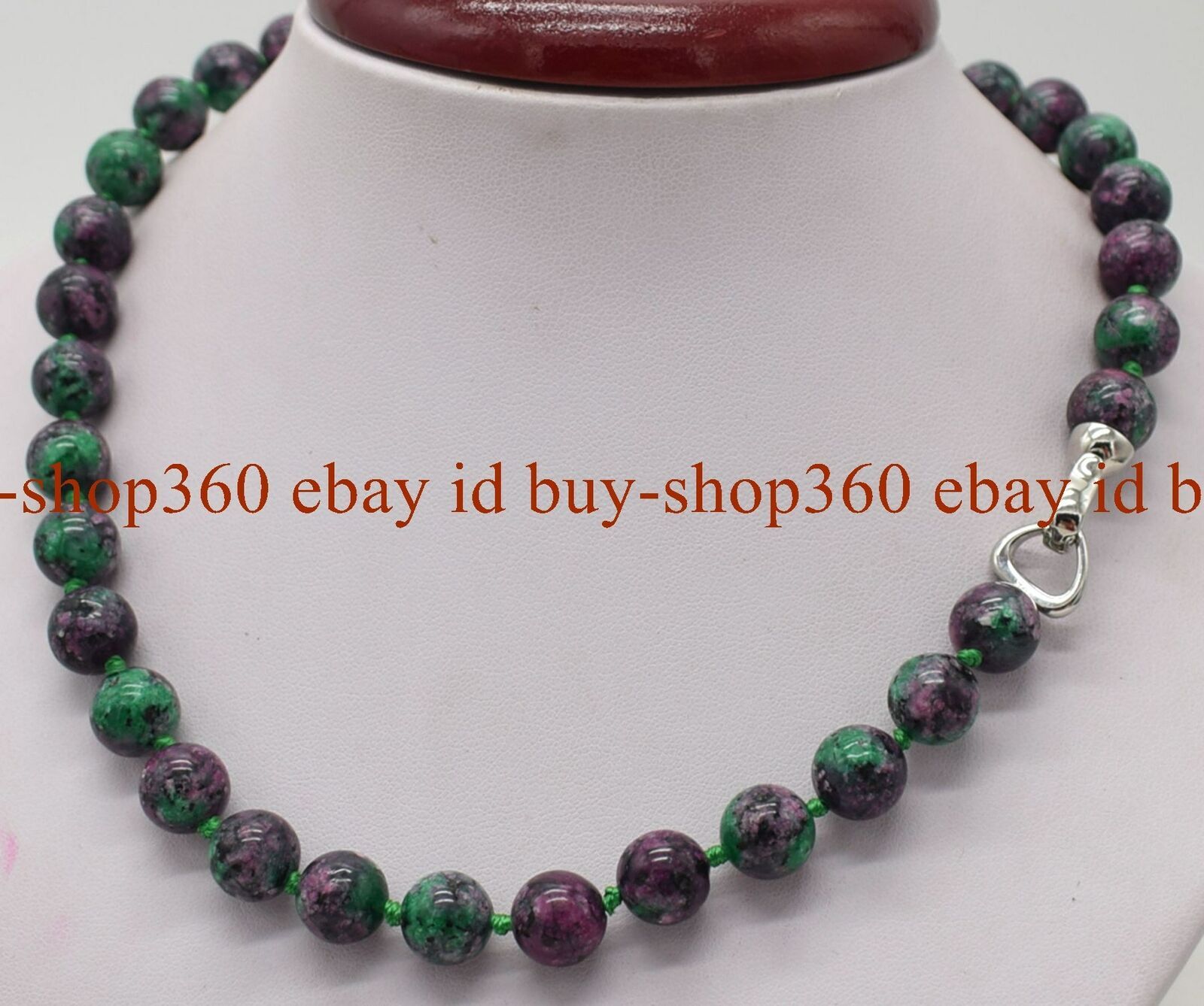 Pretty 10mm Green Zoisite Round Gemstone Beads Necklace 14-36 in