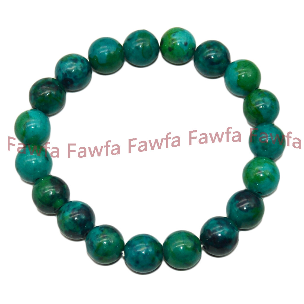 4/6/8/10/12mm Green Azurite Chrysocolla Round Gems Beads Elastic Bracelets 7.5”