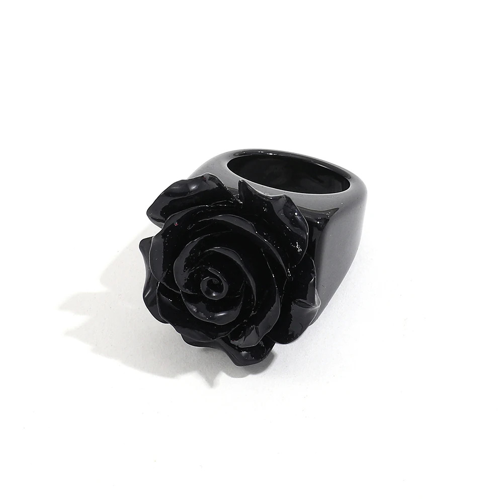 Resin Chunky Ring Geometric Square Round Knuckle Bold Band Women Jewelry
