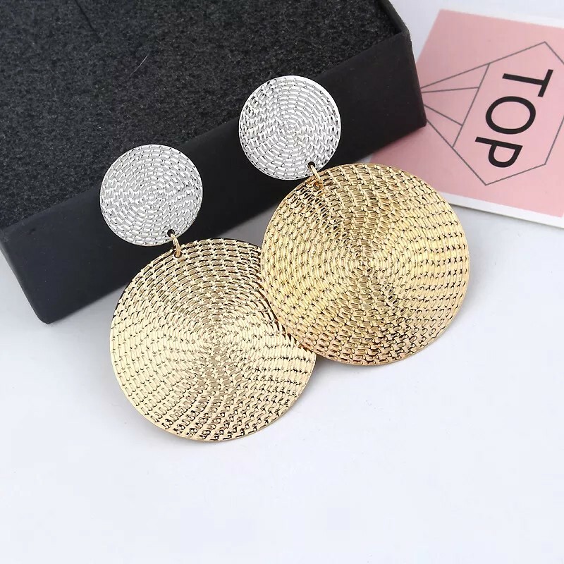 Fashion Pendant Size Round Circle Earrings Female Temperament Personality Color